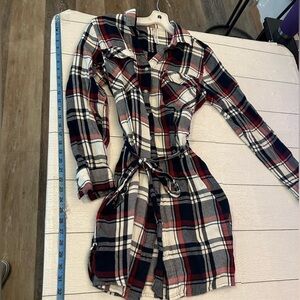 Freedom trail by Kyodank small plaid Botton down long-sleeve dress with tie